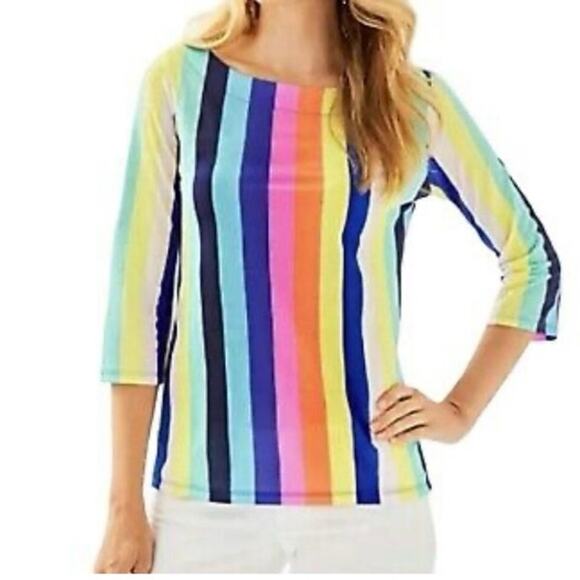 Lilly Pulitzer Waverly Striped Top 3/4 Sleeve XS Boat Neck - Picture 1 of 7
